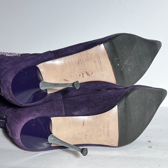 Charles David Purple Suede Pink Swarovski Western Cowboy High Heel Boot Sz 8.5 - Picture 12 of 14